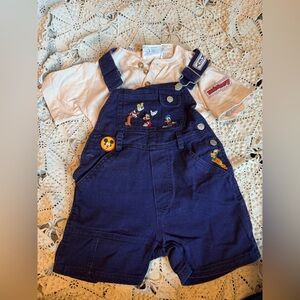 90s Vintage Mickey and Friends Overall Shorts Set 3T